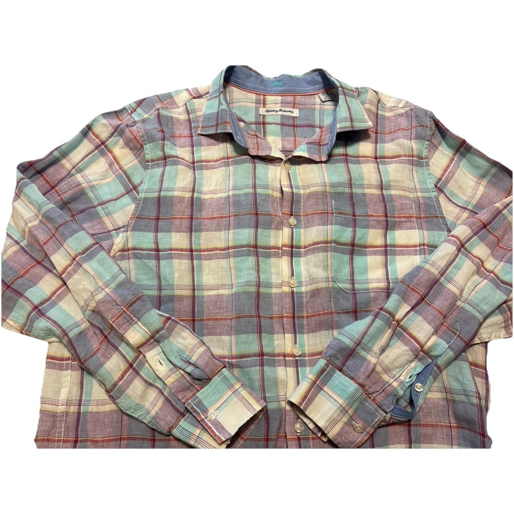 Tommy Bahama Mens Sz M Striped 100% linen long-sleeve button-down shirt  Beachy